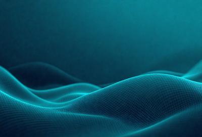 The primary subject of the image is a blue ocean with waves. The setting is a dark blue background, which creates a contrasting effect with the waves. The visual style is a digital art or illustration, as the waves are depicted in a detailed and artistic manner. The colors and mood of the image are predominantly blue, creating a serene and calming atmosphere.