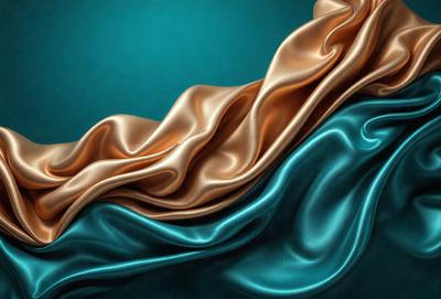 The primary subject of the image is a close-up of a piece of fabric, possibly a piece of silk or velvet. The setting is a blue background, which adds a contrasting color to the scene. The visual style appears to be a digital art or illustration, as the fabric is depicted in a detailed and artistic manner. The colors and mood of the image are predominantly blue, creating a calm and serene atmosphere.