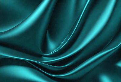 The primary subject of the image is a blue fabric, which appears to be a piece of silk. The setting is a dark background, which contrasts with the blue fabric. The visual style is a close-up of the fabric, showcasing its texture and pattern. The colors and mood of the image are predominantly blue, creating a calm and serene atmosphere.
