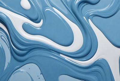 The primary subject of the image is a blue and white swirl pattern, which appears to be a digital art or illustration. The setting is a blue background, and the visual style is a mix of digital art and illustration. The dominant colors are blue and white, creating a calm and soothing atmosphere.