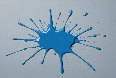 The primary subject of the image is a blue splash of paint, which appears to be a water drop or a blue blob. The setting is a white background, which provides a clean and uncluttered environment for the blue splash. The visual style of the image is a close-up of the blue splash, showcasing its details and texture. The colors and mood of the image are predominantly blue, creating a calm and serene atmosphere.