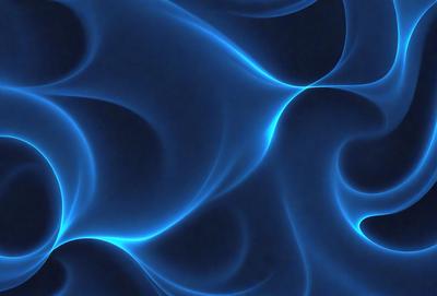 The primary subject of the image is a blue, swirling, and flowing pattern. The setting is a dark background, which contrasts with the blue swirls. The visual style appears to be a digital art or illustration, as the swirls are intricately detailed and the overall atmosphere is vibrant and dynamic. The dominant colors are blue and black, creating a sense of depth and movement in the image.