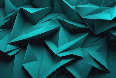 The primary subject of the image is a blue, geometric pattern. The setting is a dark blue background, which contrasts with the bright blue pattern. The visual style is a digital art or illustration, as the pattern appears to be a part of a larger design. The dominant colors are blue, with a few green accents, creating a calm and soothing atmosphere.