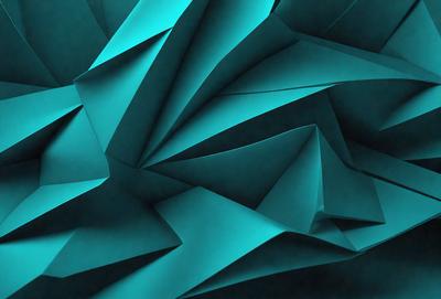 The primary subject of the image is a blue, three-dimensional paper sculpture. The setting is a dark blue background, which contrasts with the sculpture's vibrant color. The visual style is a combination of digital art and illustration, creating a unique and intricate design. The colors and mood of the image are predominantly dark blue, with the sculpture's blue hue adding a sense of depth and contrast to the overall atmosphere.
