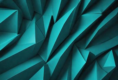 The primary subject of the image is a blue, geometric pattern. The setting is a blue background, which creates a visually striking contrast with the pattern. The visual style is a combination of digital art and illustration, giving the image a modern and artistic appearance. The dominant colors are blue and green, creating a calm and soothing atmosphere.