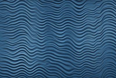 The primary subject of the image is a blue, wavy surface with a pattern of waves. The setting is a blue background, and the visual style appears to be a digital art or illustration. The dominant colors are blue and white, creating a calm and serene atmosphere.