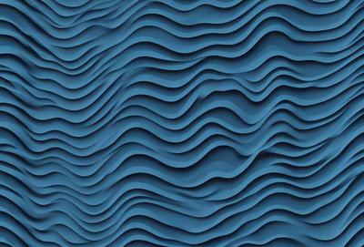 The primary subject of the image is a blue and white patterned wallpaper. The setting is a blue wall, and the visual style is a digital art or illustration. The dominant colors are blue and white, creating a calm and soothing atmosphere.