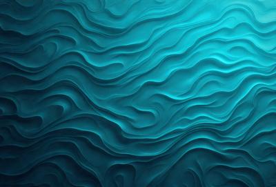 The primary subject of the image is a blue and white ocean wave. The setting is a blue ocean, and the visual style is a digital art or illustration. The dominant colors are blue and white, creating a serene and calming atmosphere.