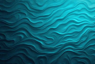 The primary subject of the image is a blue and white ocean wave. The setting is a blue ocean, and the visual style is a digital art or illustration. The dominant colors are blue and white, creating a serene and calming atmosphere.