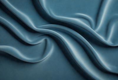The primary subject of the image is a blue fabric, which appears to be a piece of cloth or a curtain. The setting is a dark background, which contrasts with the blue fabric. The visual style is a close-up of the blue fabric, showcasing its texture and pattern. The colors and mood of the image are predominantly blue, creating a calm and serene atmosphere.