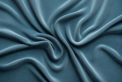 The primary subject of the image is a blue fabric, which appears to be a piece of cloth or a curtain. The setting is a room with a blue background, which complements the blue fabric. The visual style is a close-up of the fabric, showcasing its texture and details. The colors and mood of the image are predominantly blue, creating a calm and serene atmosphere.