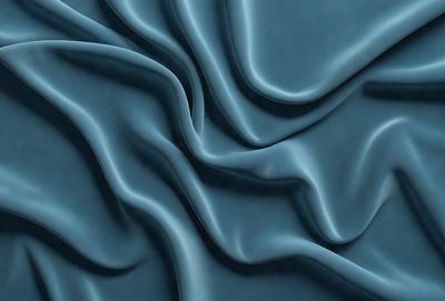 The primary subject of the image is a blue fabric, which appears to be a piece of cloth or a curtain. The setting is a room with a blue background, which complements the blue fabric. The visual style is a close-up of the blue fabric, showcasing its texture and details. The colors and mood of the image are predominantly blue, creating a calm and serene atmosphere.