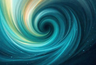 The primary subject of the image is a spiral, which is a blue and white swirl. The spiral is the main object, scene, or focus of the image. The setting or background of the image is a blue and white swirl, which is the environment, backdrop, or surface visible in the image. The visual style of the image is digital art, as it is a digital painting. The dominant colors in the image are blue and white, creating a calm and soothing atmosphere.