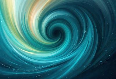 The primary subject of the image is a spiral, which is a blue and green swirl. The setting is a blue and green background, creating a visually appealing contrast. The visual style is a painting, which adds a sense of depth and artistic expression to the scene. The colors and mood of the image are vibrant and lively, with the blue and green hues evoking a sense of tranquility and harmony.