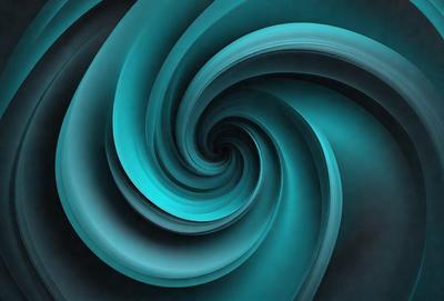 The primary subject of the image is a spiral pattern, which is a blue and white swirl. The setting is a dark background, which contrasts with the spiral pattern. The visual style is a digital art or illustration, as the spiral pattern appears to be a part of a larger design. The colors and mood of the image are predominantly blue and white, creating a sense of calmness and elegance.