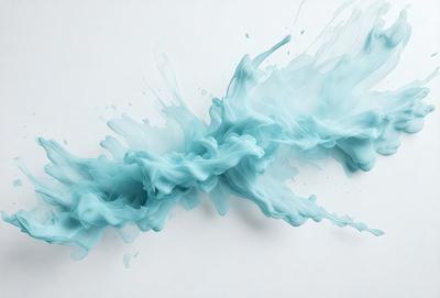 The primary subject of the image is a blue and white painting or drawing of a waterfall. The setting is a white background, which provides a clean and uncluttered appearance. The visual style is a combination of artistic expression and digital art, as the painting appears to be a digital representation of a waterfall. The dominant colors are blue and white, creating a serene and calming atmosphere.