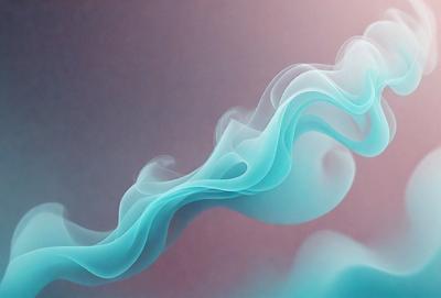 The primary subject of the image is a blue smoke or mist, which appears to be a digital art or illustration. The setting is a pink background, and the visual style gives the impression of a surreal or dreamy atmosphere. The dominant colors are blue and pink, creating a calming and serene mood.