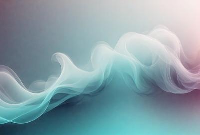 The primary subject of the image is a blue and white smoke or vapor trail. The setting is a blue background, which creates a contrasting and visually appealing effect. The visual style is a combination of digital art and illustration, as the smoke appears to be digitally manipulated and drawn. The colors and mood of the image are predominantly blue and white, giving it a clean and modern appearance.