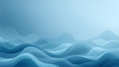 The primary subject of the image is a large body of water, which appears to be a blue ocean. The setting is a vast, open space with no visible land or other objects. The visual style of the image is a digital art or illustration, as it features a smooth, flowing pattern that resembles waves. The colors and mood of the image are predominantly blue, creating a serene and calming atmosphere.