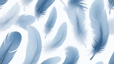 The primary subject of the image is a collection of white feathers, which are arranged in a pattern on a white background. The visual style of the image is digital art, as it appears to be a computer-generated or digitally manipulated image. The colors and mood of the image are predominantly white, creating a clean and serene atmosphere.
