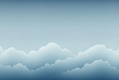 The primary subject of the image is a cloudy sky. The setting is a blue background with a few white clouds scattered throughout the scene. The visual style is a digital art or illustration, creating a sense of depth and dimension. The colors and mood are predominantly blue and white, giving the image a calm and serene atmosphere.