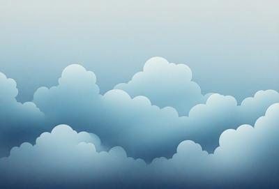 The primary subject of the image is a cloudy sky with a variety of cloud shapes and sizes. The setting is a blue background, which adds to the overall atmosphere. The visual style is a combination of photo and digital art, creating a unique and artistic representation of the cloudy sky. The colors and mood are predominantly blue and gray, with the clouds adding a sense of depth and dynamism to the scene.