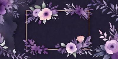 The primary subject of the image is a decorative arrangement of purple flowers, which are the main objects in the scene. The flowers are arranged in a circular pattern, creating a visually appealing and artistic display. The setting is a dark background, which contrasts with the vibrant colors of the flowers, adding depth and emphasizing the beauty of the arrangement. The visual style of the image is a combination of digital art and illustration, showcasing the artist's skill in creating a realistic and aesthetically
