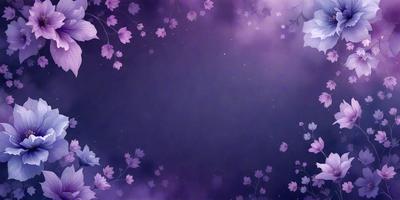 The primary subject of the image is a purple background with a pattern of flowers. The setting is a cloudy sky, and the visual style is a digital art or illustration. The dominant colors are purple and white, creating a calm and serene atmosphere.