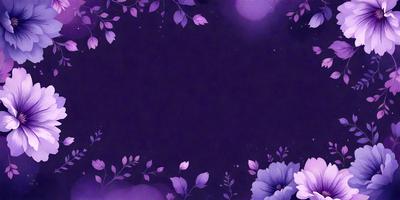 The primary subject of the image is a purple background with a floral pattern. The setting is a dark, purple background with a few white flowers scattered throughout the scene. The visual style is a combination of digital art and illustration, creating a unique and artistic appearance. The colors and mood of the image are predominantly purple, with a touch of white from the flowers, giving it a calm and serene atmosphere.