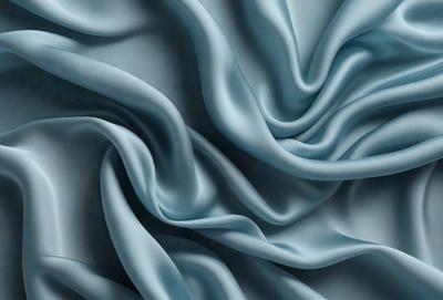 The primary subject of the image is a blue fabric, which appears to be a piece of cloth or a curtain. The setting is a blue background, which complements the blue fabric. The visual style is a close-up of the fabric, showcasing its texture and details. The colors and mood of the image are predominantly blue, creating a calm and serene atmosphere.