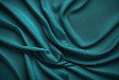 The primary subject of the image is a close-up of a blue fabric, possibly a piece of cloth or a curtain. The setting is a dark background, which contrasts with the blue fabric. The visual style appears to be a digital art or illustration, as the fabric is depicted in a detailed and realistic manner. The dominant colors in the image are blue and possibly some shades of green, creating a calm and soothing atmosphere.