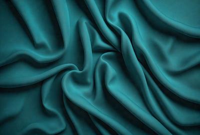 The primary subject of the image is a close-up of a blue fabric, possibly a piece of cloth or a curtain. The setting is a dark background, which contrasts with the blue fabric. The visual style appears to be a photo, as the fabric is captured in detail. The dominant colors are blue and black, creating a calm and soothing atmosphere.