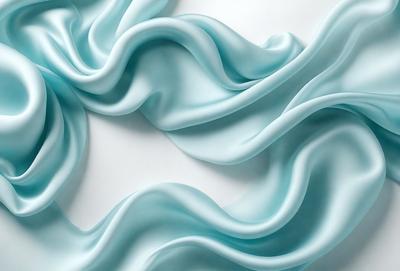 The primary subject of the image is a blue fabric, which appears to be a piece of cloth or a curtain. The setting is a white background, which provides a clean and uncluttered environment for the fabric. The visual style of the image is a close-up of the blue fabric, showcasing its texture and details. The colors and mood of the image are predominantly blue, creating a calm and serene atmosphere.