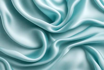 The primary subject of the image is a blue fabric, which appears to be a piece of silk. The setting is a close-up of the fabric, showcasing its texture and pattern. The visual style is a digital art or illustration, as the fabric is depicted in a detailed and realistic manner. The colors and mood of the image are predominantly blue, creating a calm and serene atmosphere.