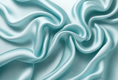 The primary subject of the image is a close-up of a piece of blue fabric. The setting is a white background, which provides a clean and minimalist appearance. The visual style is a digital art or illustration, as the fabric appears to be digitally rendered or manipulated. The dominant colors are blue and white, creating a calm and soothing atmosphere.
