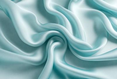 The primary subject of the image is a close-up of a blue fabric, possibly a piece of cloth or a curtain. The setting is a white background, which provides a clean and minimalistic appearance. The visual style is a close-up, which emphasizes the details of the fabric. The colors and mood of the image are predominantly blue, creating a calm and serene atmosphere.
