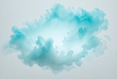 The primary subject of the image is a blue, swirling, and flowing mass of water. The setting is a white background, which provides a clean and minimalist appearance. The visual style is a combination of digital art and illustration, creating a dynamic and fluid effect. The dominant colors are blue and white, giving the image a calming and serene atmosphere.