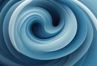 The primary subject of the image is a blue spiral pattern, which appears to be a digital art or illustration. The setting is a blue background, and the visual style is a combination of digital art and illustration. The dominant colors in the image are blue and white, creating a calm and soothing atmosphere.