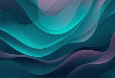 The primary subject of the image is a blue and green ocean wave. The setting is a blue and purple ocean, with a backdrop of a blue and green wave. The visual style is a digital art or illustration, creating a vibrant and dynamic scene. The dominant colors are blue and green, giving the image a calming and serene atmosphere.