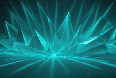 The primary subject of the image is a blue and green light display, which appears to be a digital art or illustration. The setting is a dark background, and the visual style is a combination of digital art and light patterns. The dominant colors in the image are blue and green, creating a vibrant and lively atmosphere.