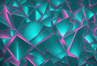The primary subject of the image is a blue and pink geometric pattern. The setting is a blue and pink background, which creates a visually striking contrast with the pattern. The visual style is a combination of digital art and illustration, giving the image a unique and artistic appearance. The dominant colors in the image are blue and pink, creating a vibrant and lively atmosphere.