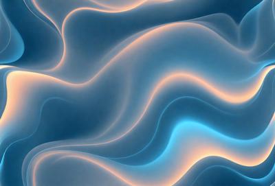 The primary subject of the image is a blue and white wave pattern, which appears to be a digital art or illustration. The setting is a blue background, and the visual style is a combination of digital art and illustration. The dominant colors are blue and white, creating a calm and serene atmosphere.