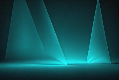 The primary subject of the image is a blue light, which is illuminating a white surface. The setting appears to be a dark room, and the visual style is a combination of digital art and illustration. The dominant colors in the image are blue and white, creating a calm and serene atmosphere.