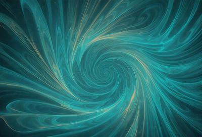 The primary subject of the image is a spiral pattern, which is a blue and gold swirl. The setting is a blue background, and the visual style appears to be a digital art or illustration. The dominant colors are blue and gold, creating a sense of depth and movement in the spiral pattern.