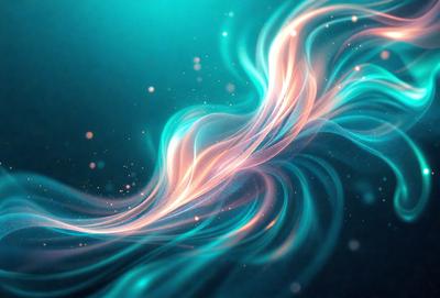The primary subject of the image is a vibrant, colorful, and swirling pattern. The setting is a dark blue background, which contrasts with the swirling pattern. The visual style is a combination of digital art and illustration, creating a dynamic and eye-catching design. The colors and mood of the image are predominantly blue and purple, giving it a calming and serene atmosphere.