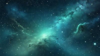 The primary subject of the image is a beautiful, blue, star-filled sky. The setting is a dark, cloudy night, with the stars shining brightly against the black background. The visual style is a combination of a photo and digital art, creating a stunning and captivating scene. The colors and mood of the image are predominantly blue, with the stars adding a touch of white and sparkling light.
