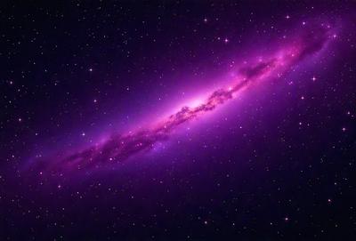 The primary subject of the image is a purple nebula, which is a large cloud of gas and dust in space. The setting is a dark, star-filled sky, with the nebula being the main focus of the image. The visual style is a combination of a photo and digital art, creating a unique and captivating representation of the nebula. The colors and mood of the image are predominantly purple, giving it a serene and celestial atmosphere.