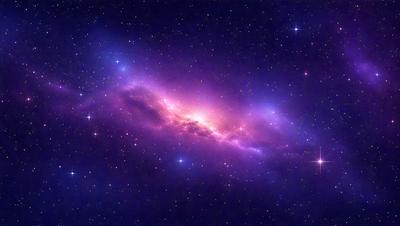The primary subject of the image is a purple nebula, which is a cloud of gas and dust in space. The setting is a dark, star-filled sky, with the nebula being the main focus of the image. The visual style is a combination of a photo and digital art, creating a unique and captivating representation of the nebula. The colors and mood of the image are predominantly purple, giving it a serene and celestial atmosphere.
