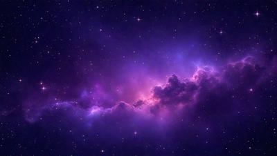 The primary subject of the image is a purple nebula, which is a cloud of gas and dust in space. The setting is a dark, star-filled sky, with the nebula being the main focus of the image. The visual style is a combination of a photo and digital art, creating a unique and captivating representation of the nebula. The colors and mood of the image are predominantly purple, giving it a serene and celestial atmosphere.