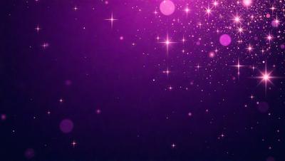 The primary subject of the image is a purple background with a pattern of sparkling stars. The setting is a dark, starry night, and the visual style is a combination of a photo and digital art. The dominant colors are purple and black, creating a moody and dramatic atmosphere.